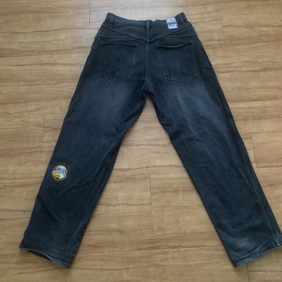 Vintage 34x36 Harlem globe trotter stitched grey denim - Picture 4 of 5